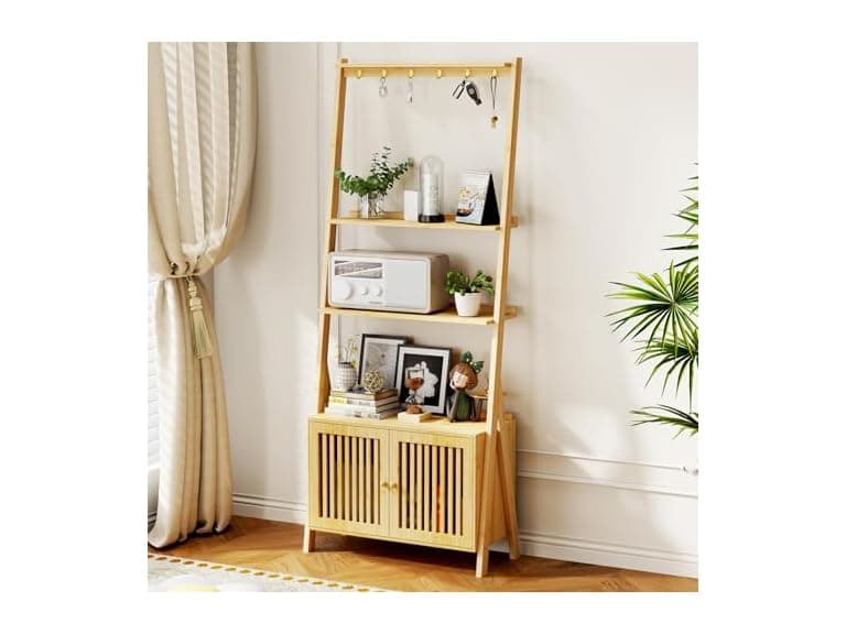 4-Tier Bamboo Bookshelf Ladder Shelf - Image 1