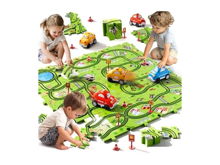 64-Piece Floor Puzzle Race Track 2-Pack - Image 1
