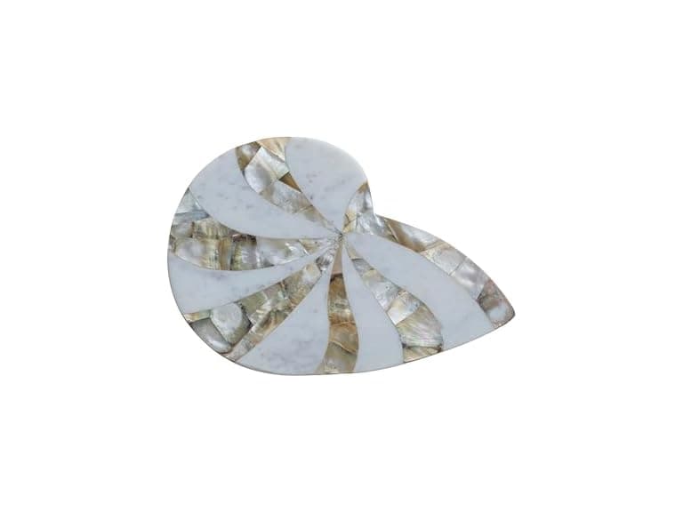 Creative Co-Op Marble Shell-Shaped Cheese Serving Board - Image 1