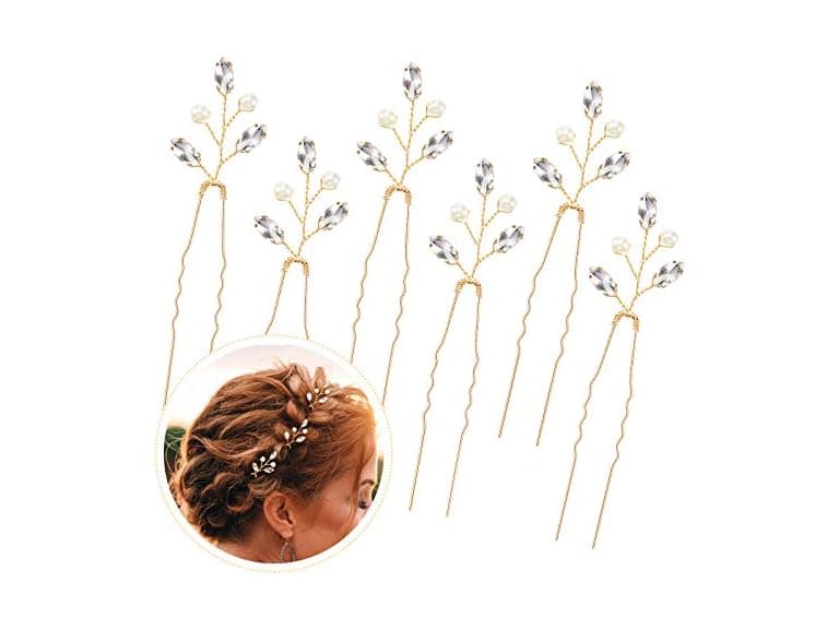 12 Pack Pearl Crystal Bridal Hair Pins - Image 1