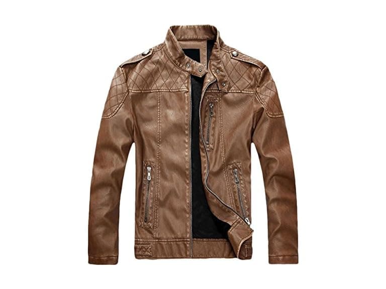Chouyatou Men (XL) Stand Collar Pu Leather Jacket - Image 1