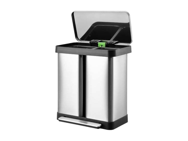 Takywep 19 Gal Dual Trash Can, 36L+36L Stainless Steel  - Image 1