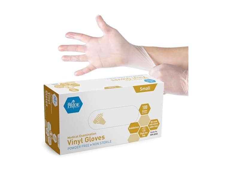 MED PRIDE Vinyl Exam Gloves 100ct - Image 1