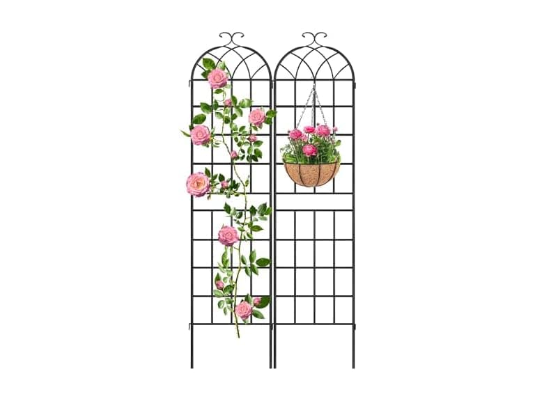 LZRS 83x20in Rustic Iron Arch Garden Trellis - Image 1