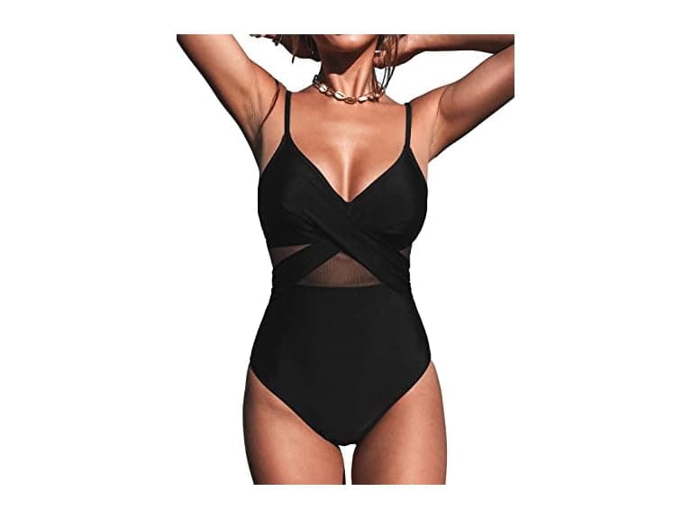 CUPSHE One Piece V-Neck Mesh Swimsuit - Image 1