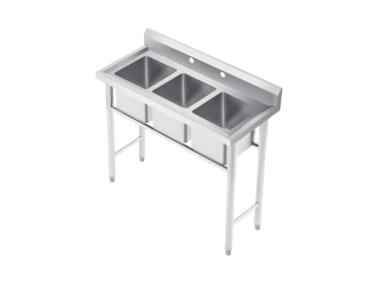WILPREP NSF Stainless Steel 3 Compartment Commercial Sink 11x10x10 Inch Basins, Kitche Station Utility Sink for Restaurant Bar Home Laundry Room Garage (Open Box) - Image 1