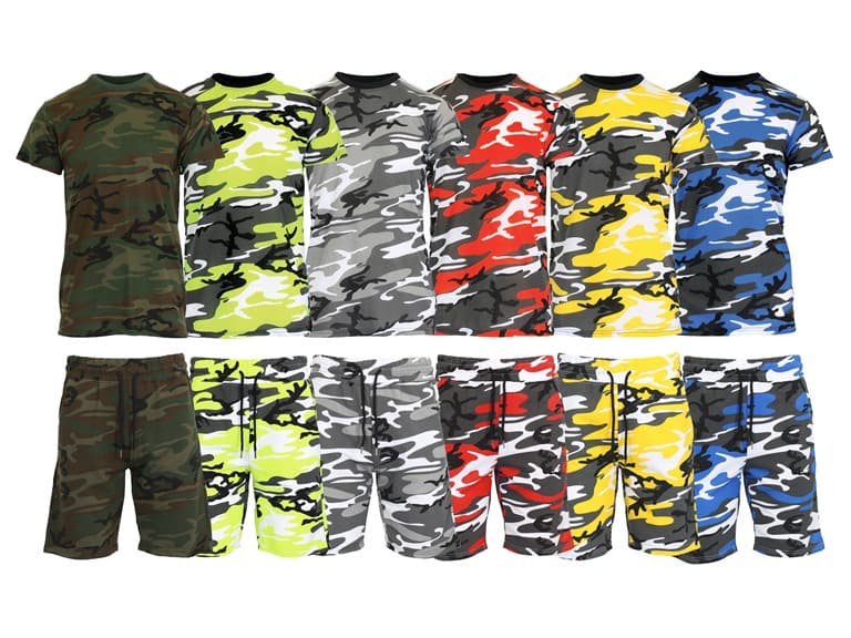 2-4Pc Womens S/S Camo Tee & Shorts Set - Image 1