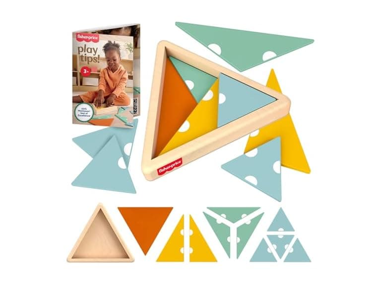 Fisher-Price Wood Montessori Toy Triangle Puzzle - Image 1