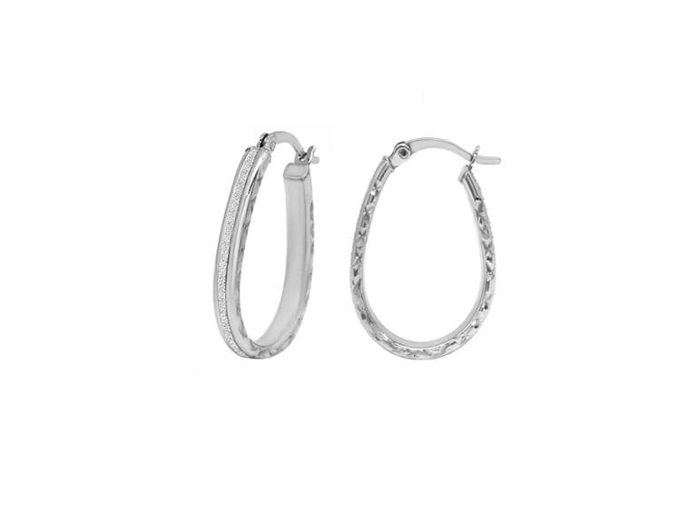 Yeidid Italian Crystal Dust Oval Hoops - Image 1