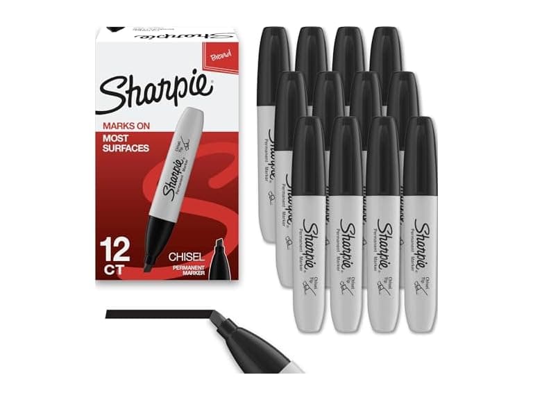 Sharpie Permanent Markers, Chisel Tip, Black, - Image 1