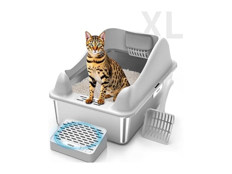 High Sided Stainless Cat Litter Pan - Image 1
