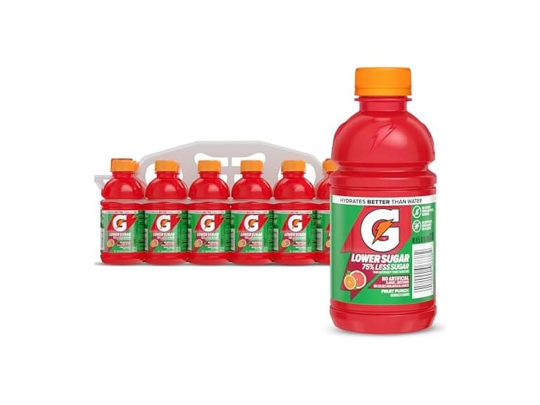 12PK Gatorade Lower Sugar Electrolyte Drink, Fruit Punch - Image 1