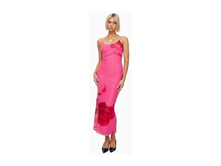 Princess Polly Knox Maxi Dress Hot Pink Floral - Image 1