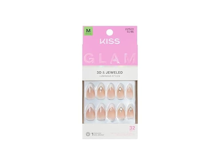Kiss Glam Press On Nails White Almond - Image 1