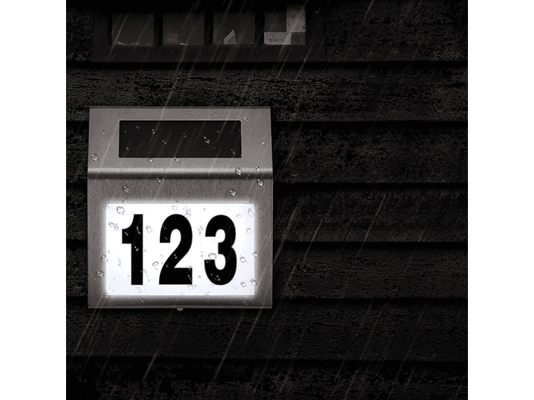 Solar LED Address Sign, Stainless Steel - Image 1