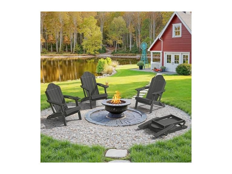 LUE BONA Set of 4 Black Adirondack Chairs