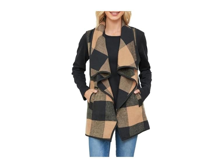 Yacun Women (XL) Fannel Sleeveless Cardigan Vest - Image 1