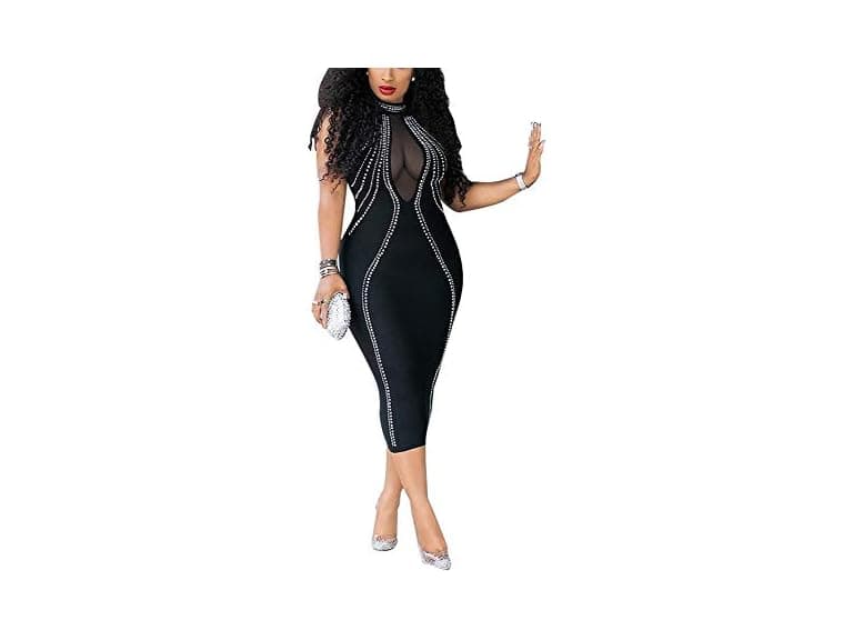 Junboon Women (XL) Sexy Sequins Studded Out Dress - Image 1