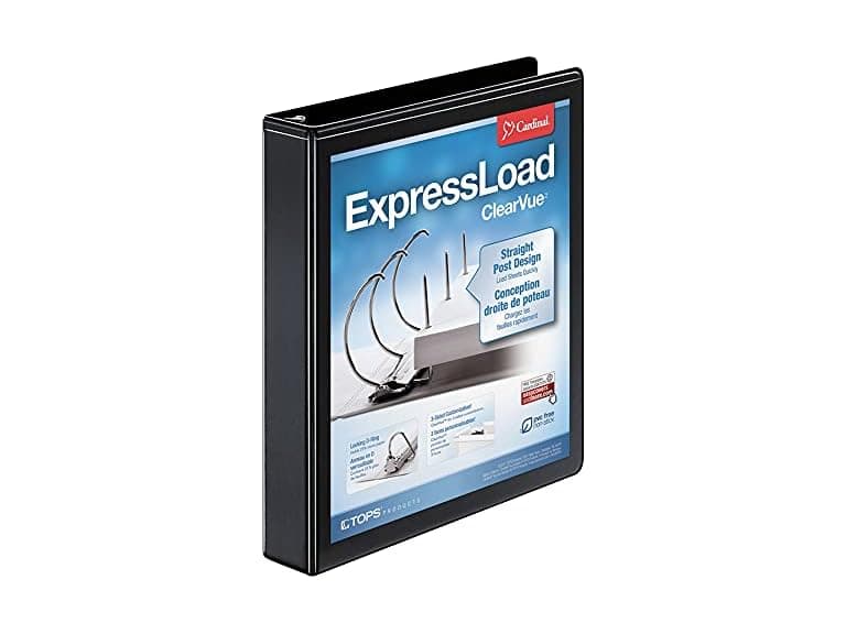 Cardinal ExpressLoad ClearVue Locking D-Ring Binder, 1.5-Inch, Black (49111) - Image 1