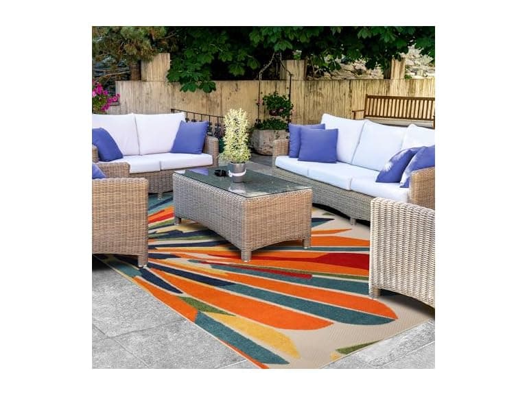 Superior Modern Geometric Abstract Indoor Outdoor Rug - Image 1