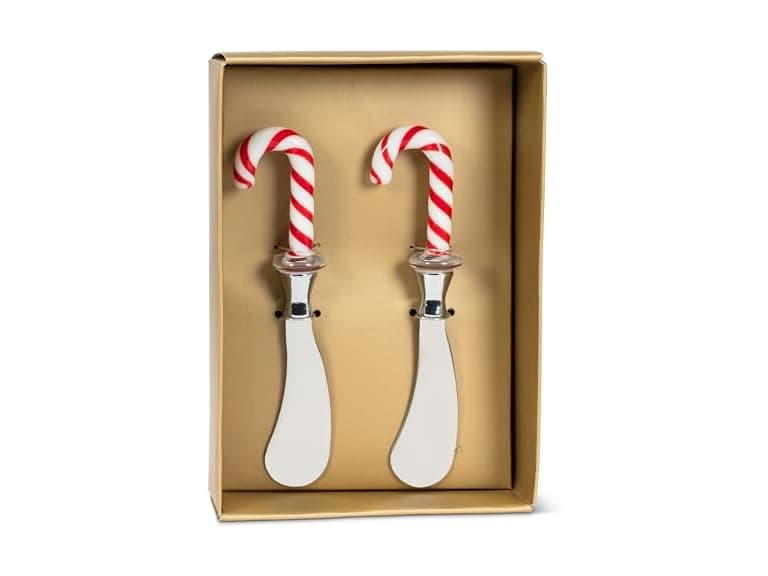 Abbott Collection Candy Cane Topped Pate Spreaders. Set of 2  - Image 1