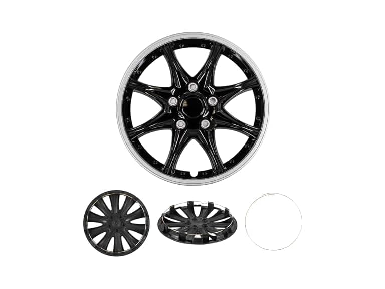Cobra-Tek CBK-HP099-15-KC 4PC Hubcaps JDM Black w/Silver - Image 1