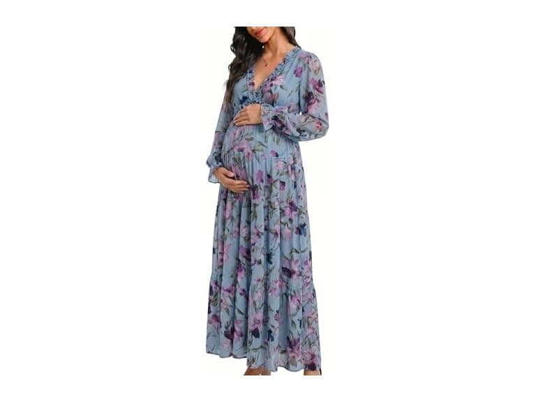 Blencot Women (M) Casual Boho V Neck Long Dress - Image 1