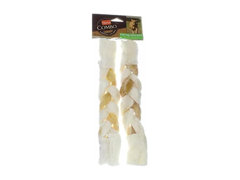 Hartz 10" Pig Skin & Rawhide Chews 4Pk - Image 1