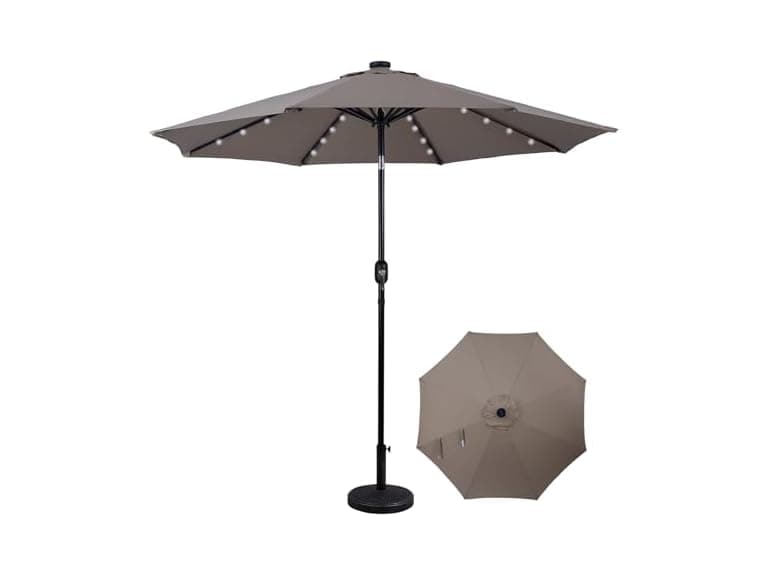 Backyard Expressions 9FT Solar Patio Umbrella Desert Taupe - Image 1