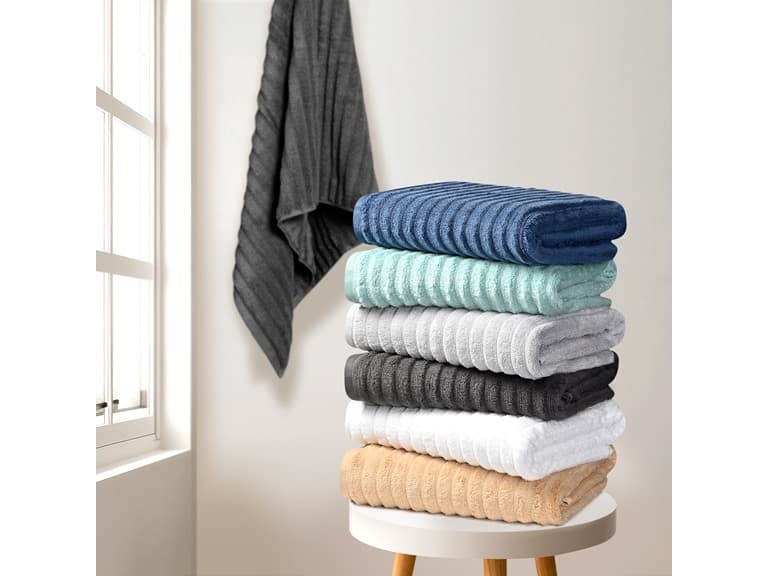 6 Pc Ribbed Egyptian Cotton Towel Set - Image 1