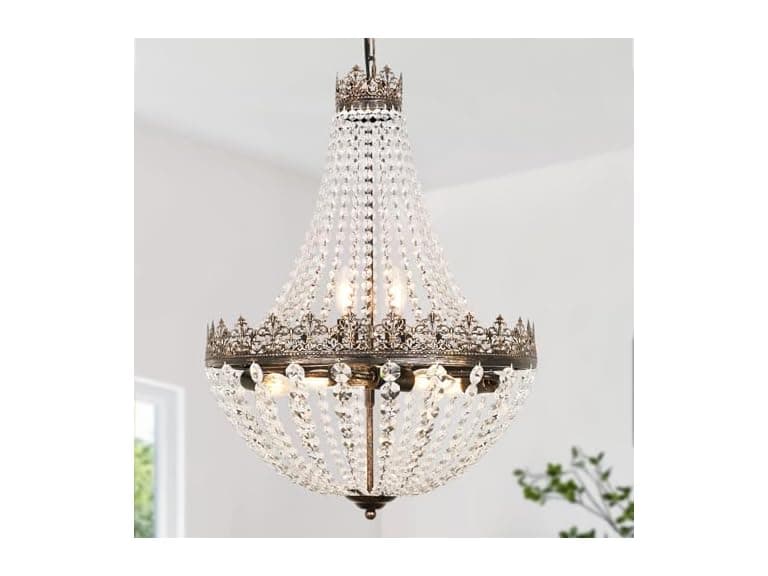Crystal Chandelier for Dining Room, 18.5" Antique French - Image 1