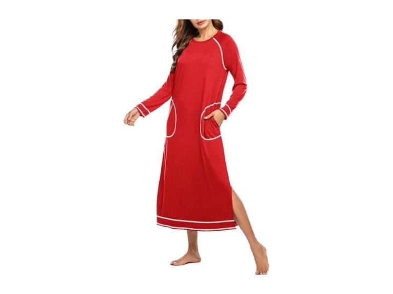 Ekouaer Women (S) Nightshirt Long Sleeve Dress - Image 1