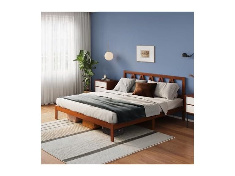 Avenco Solid Wood Platform Bed Frame with Headboard - Image 1