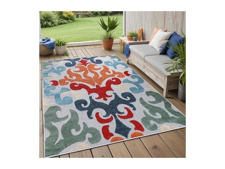 Superior Aldaine Indoor Outdoor Rug 8'x10' Vintage Damask - Image 1