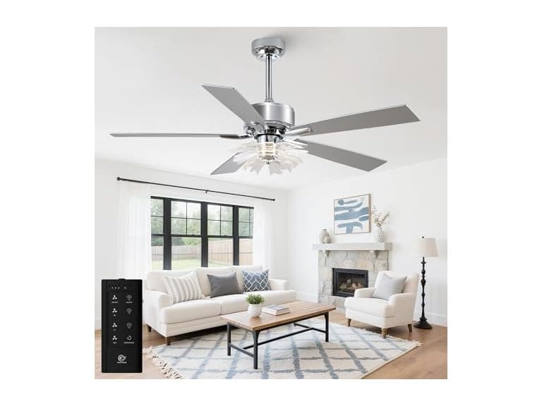 Parrot Uncle F6035CR 52 Inch Ceiling Fans with Lights and Remote - Image 1