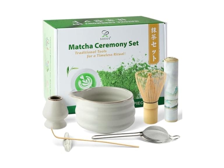 Soeos Matcha Whisk Set, 7 Pcs Ceramic Matcha Kit