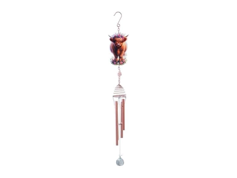 Spoontiques Highland Cow Wind Chime Pink - Image 1