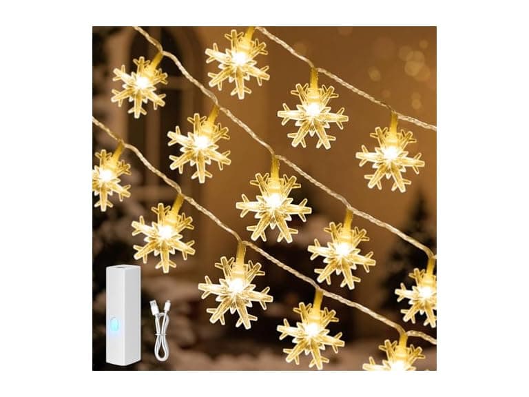 Christmas Lights, LED Snowflake Fairy Lights - Image 1