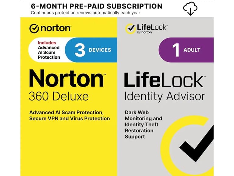Norton 360 3 Device with LifeLock Identity Advisor & VPN (6 Month Subscription) - Image 1