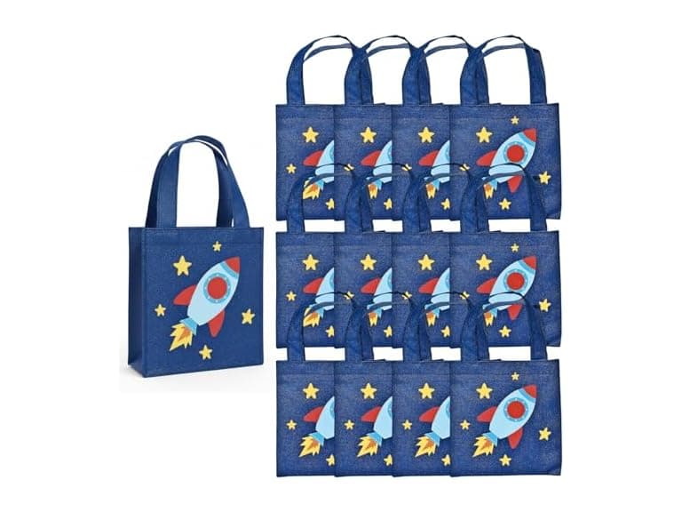Fun Express Mini Spaceship Tote Bags - (Pack of 12) - Image 1