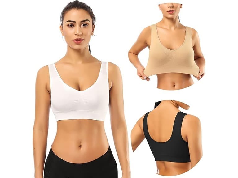 3 Pack Sports Bras With Removable Pads- Mix Color - Image 1