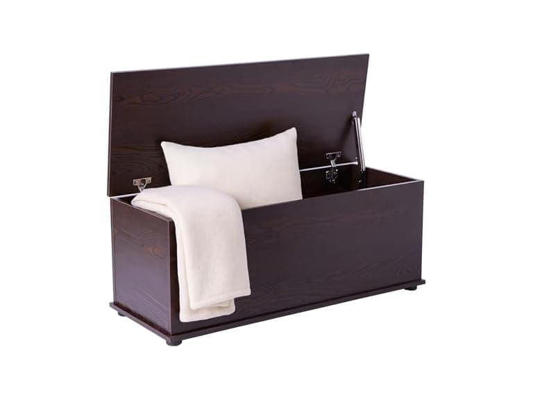 Basicwise Wooden End of Bed Storage Chest Brown - Image 1
