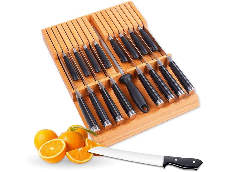 16 Knife Bamboo Drawer Organizer - Image 1
