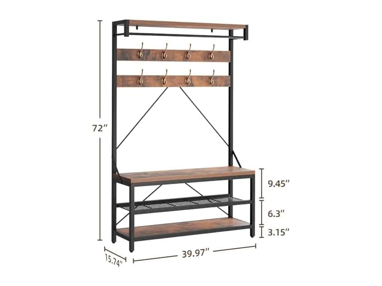 MegaChoice Hall Tree with Bench and Shoe Storage - Image 1