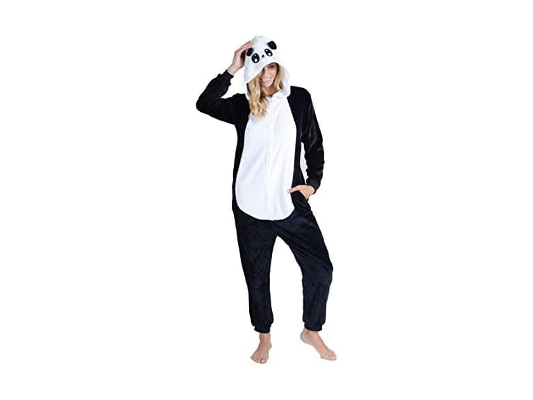 YELETE Women's (S-M) Plush Panda Animal Jumpsuit