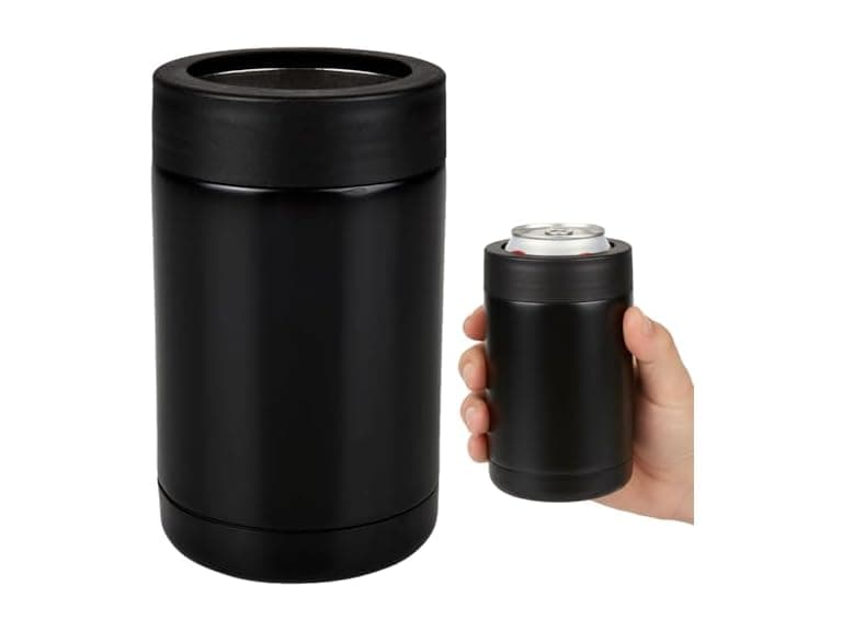 Double Wall Stainless Steel Can Cooler – 5 Inch, Black - Image 1