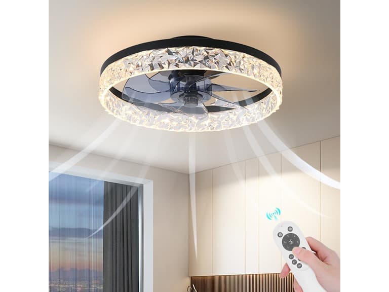 Crystal Flush Mount Ceiling Fan - Image 1