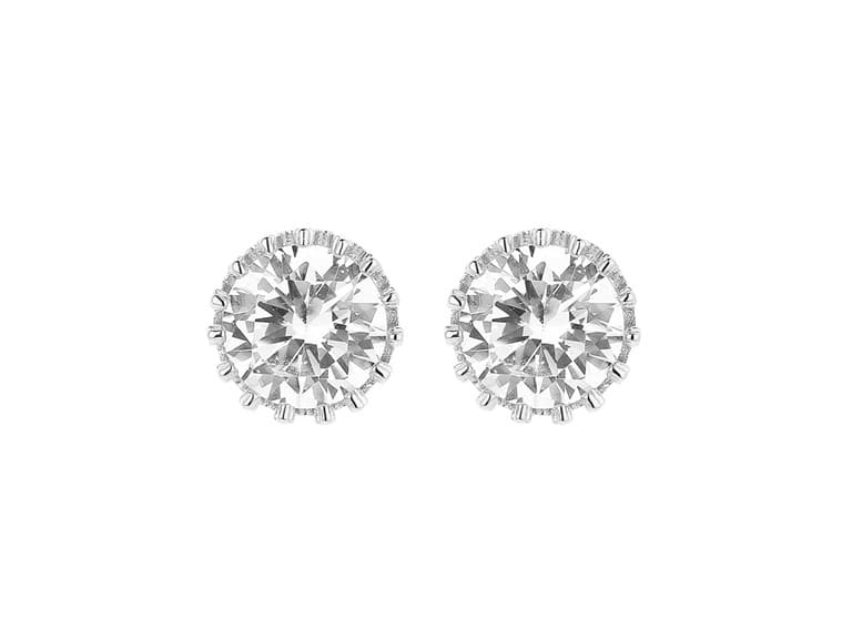 925 Sterling Silver Crown Studs - Image 1