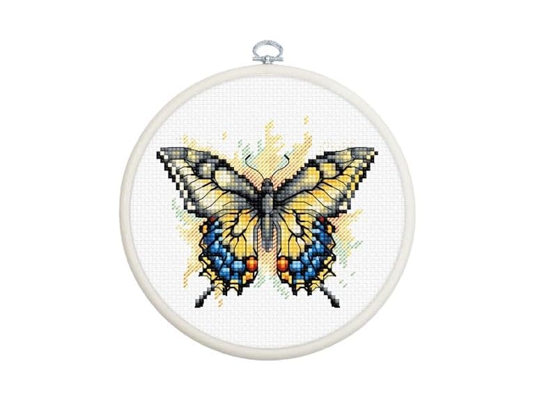 Luca-S Cross Stitch Kit with Hoop Butterfly - Image 1