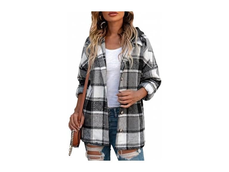 Shewin Women (L) Button Shirt Flannel Jacket - Image 1